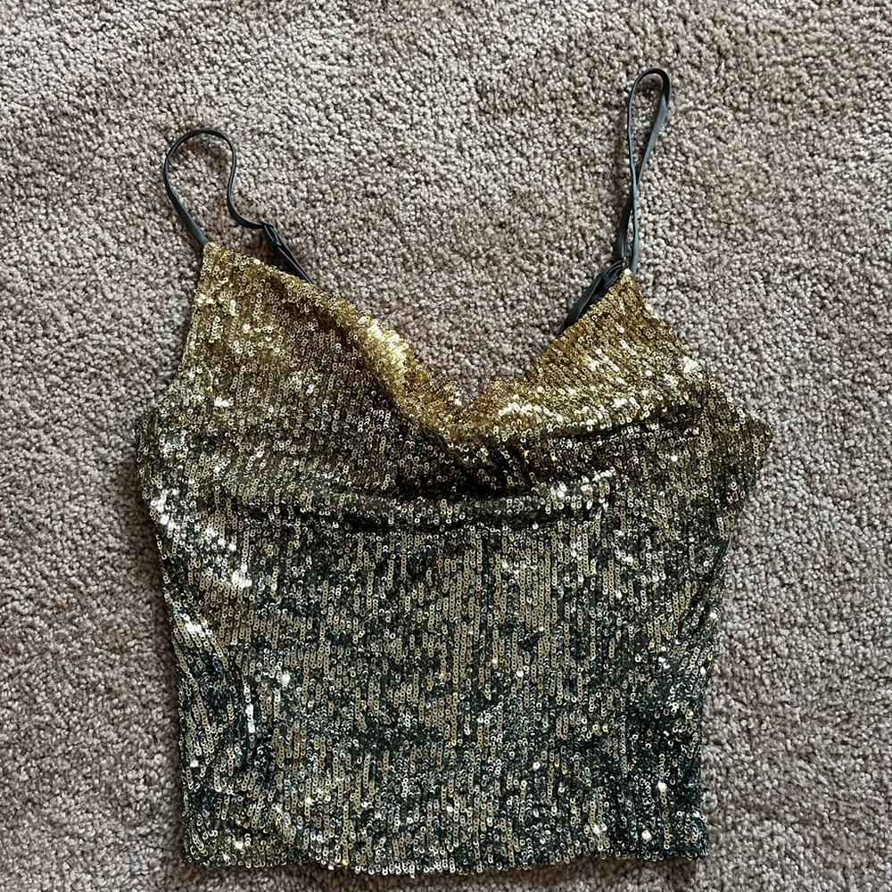 Free People cowl neck sequin top!!